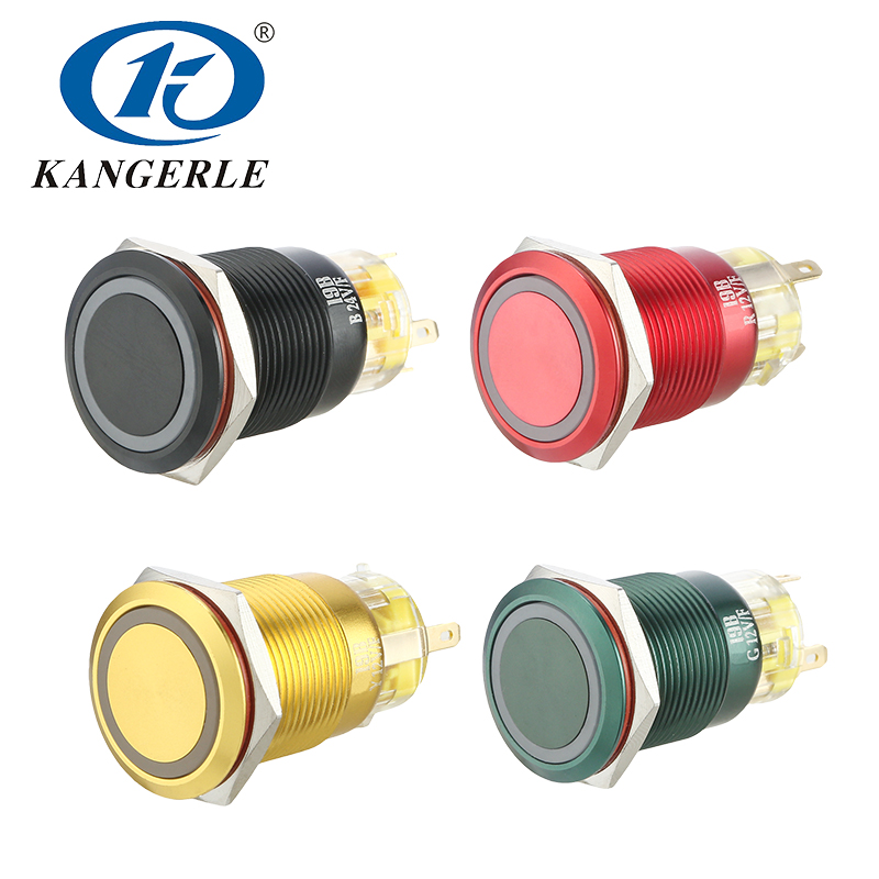 19MM金屬按鈕開關紅綠黃藍彩色外殼帶LED燈